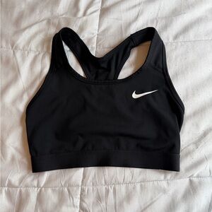 Nike Women's Black Sports Bra with White Logo